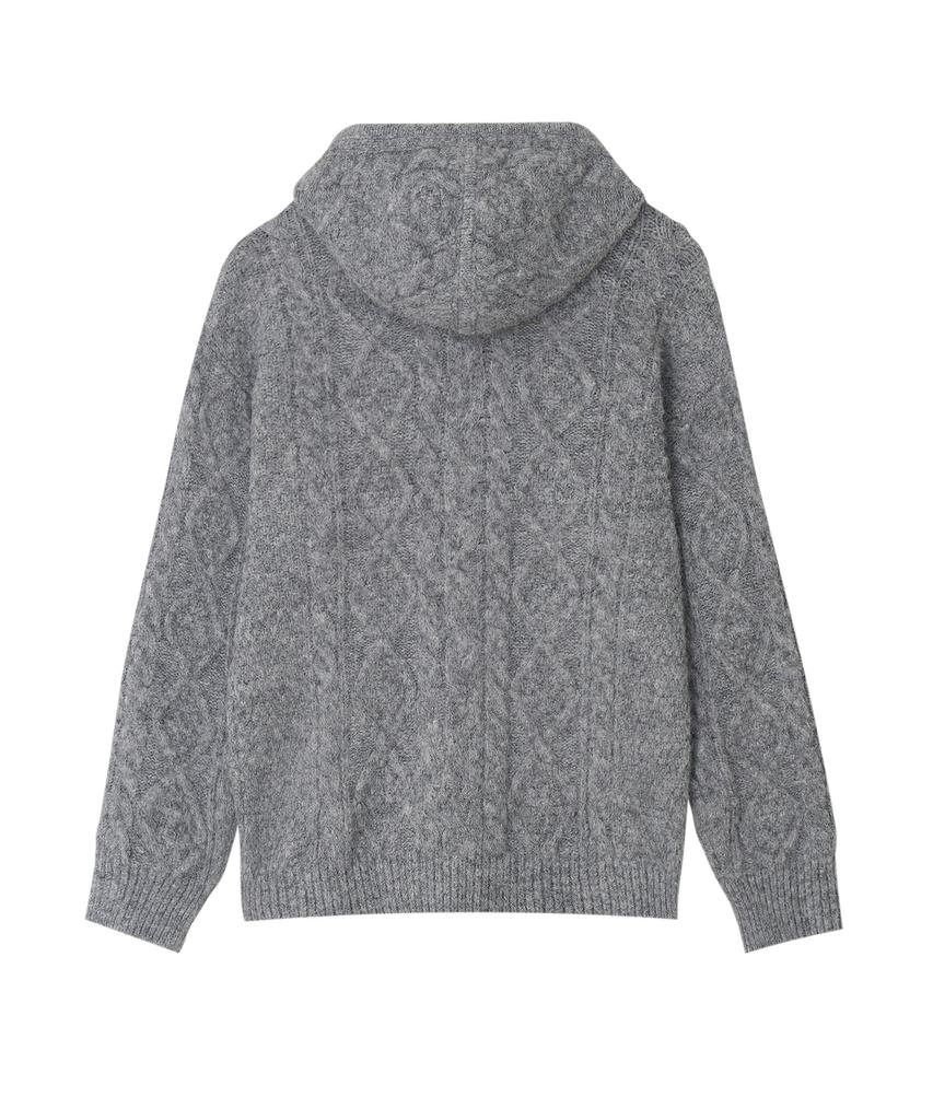 Lee Knit Zip-Up Hooded Cardigan Gray