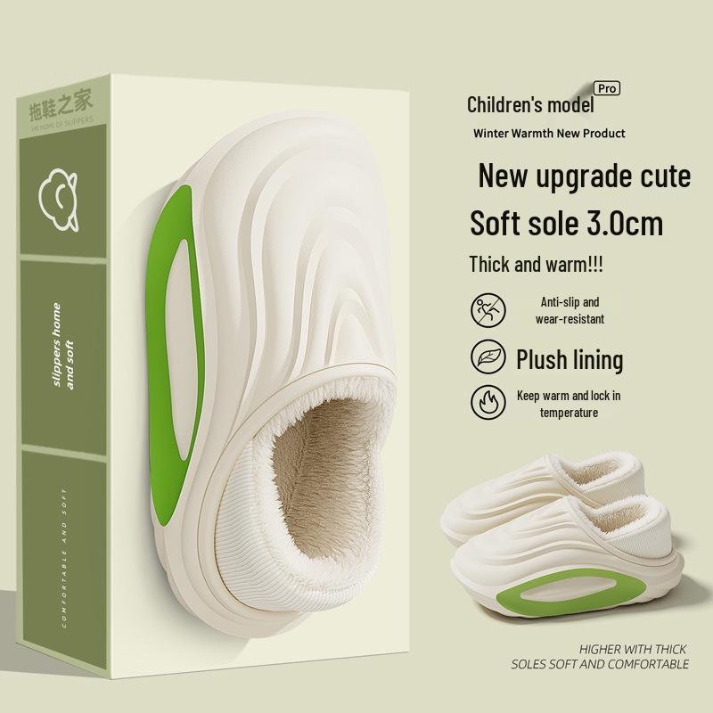2025 Warm Non-Slip Kids & Parent Cotton Slippers: Waterproof, Thick Sole for Winter Outdoor & Home Wear