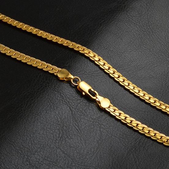 Unisex Fashion Gold Plated Polished Necklace Link Chain Jewelry Gift for Banquet