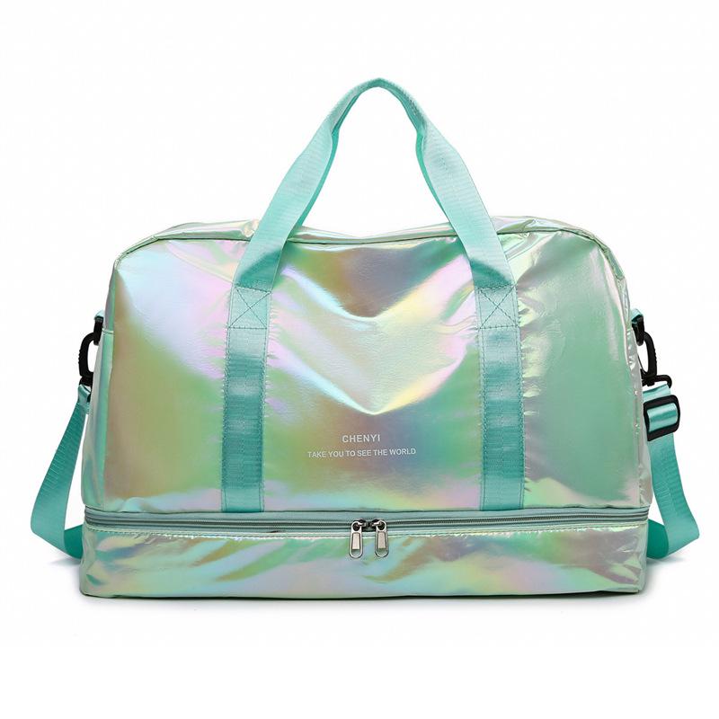 Large Capacity Colorful Shiny Fitness Travel Bag with Wet/Dry Separation - Versatile Crossbody Shoulder Bag