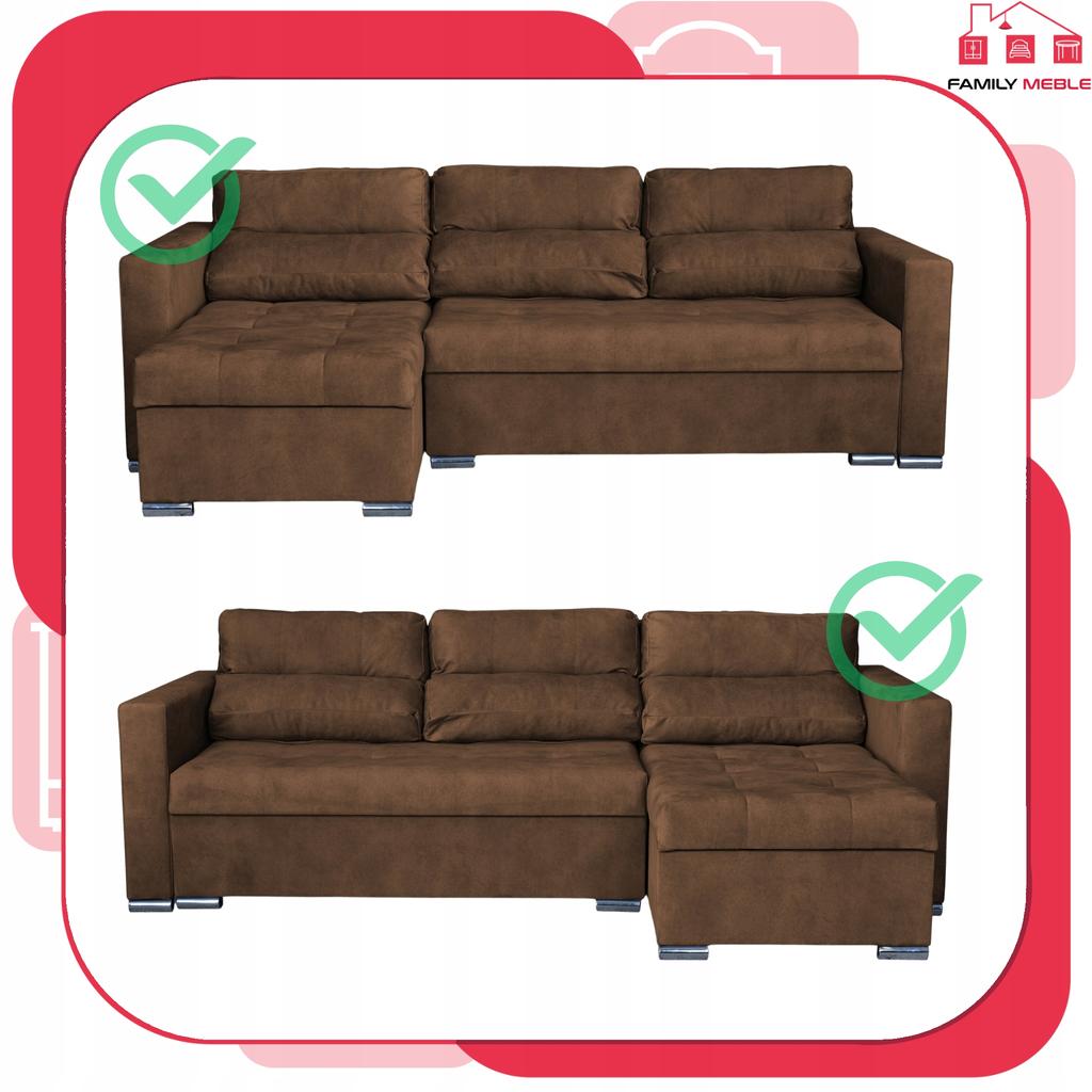 Varius Corner Sofa Bed with Sleeping Function Family Furniture Corner Brown Without