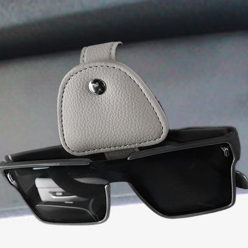 Visor Clip For Sunglasses PU Leather Glasses Holder Sun Visor Sunglasses Clip Ticket Card Eyeglasses Organizer Interior Car