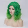 Synthetic Hair Cosplay Short Wavy Wig with Bangs Halloween Drag Queen Party Curly Green Costume Wigs for Women Heat Resistant