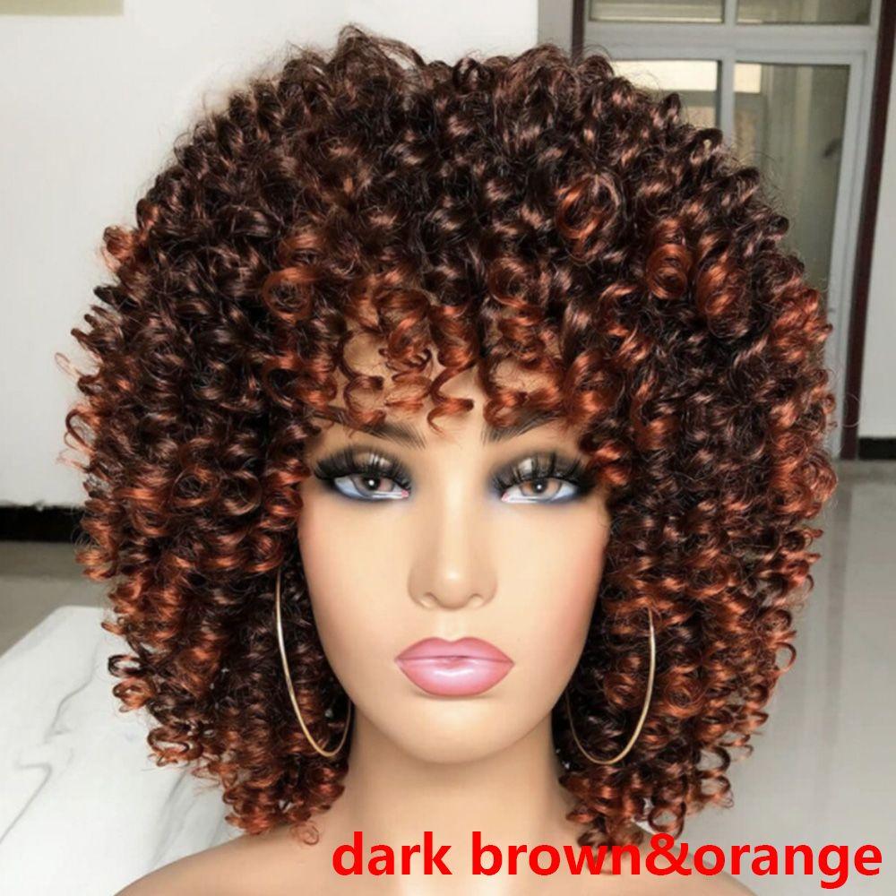 Short Wig Afro Kinky Curly Synthetic Wigs for Women's Fashion Full Wig With Bangs African Women Hair Wig Brazilian Fancy Cosplay