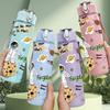 1PC Cookie Space Astronaut Art 750ml Color Plastic Sports Water Bottle Leakproof Flip Straw Lid Suitable for Sports Office Home Use