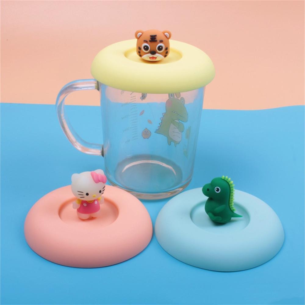 Cup Cover Non-toxic Silicone Round Universal Water Cup Lid Anti-dust Coffee Mug Sealed Cap With Spoon Holder Heat-Resistant Lid