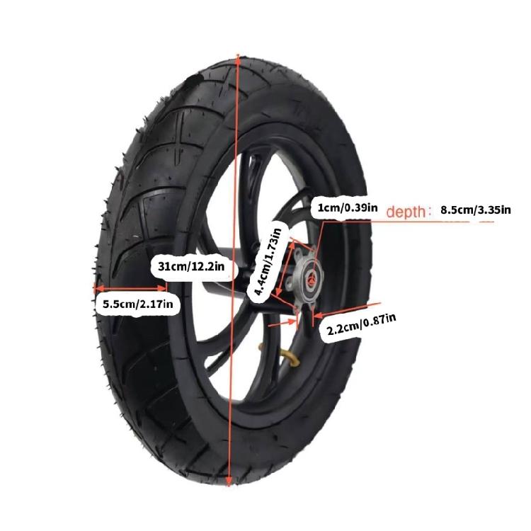 12inch Front Wheel Electric Scooter Tire with Wheel Hub Rubber Tyre for Electric Bike Folding Bicycles Electric Bike