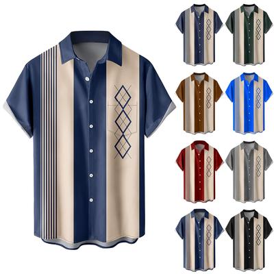Pánske havajské košele s krátkym rukávom s potlačou na gombíky Pánske módne košele s krátkym rukávom na voľný čas