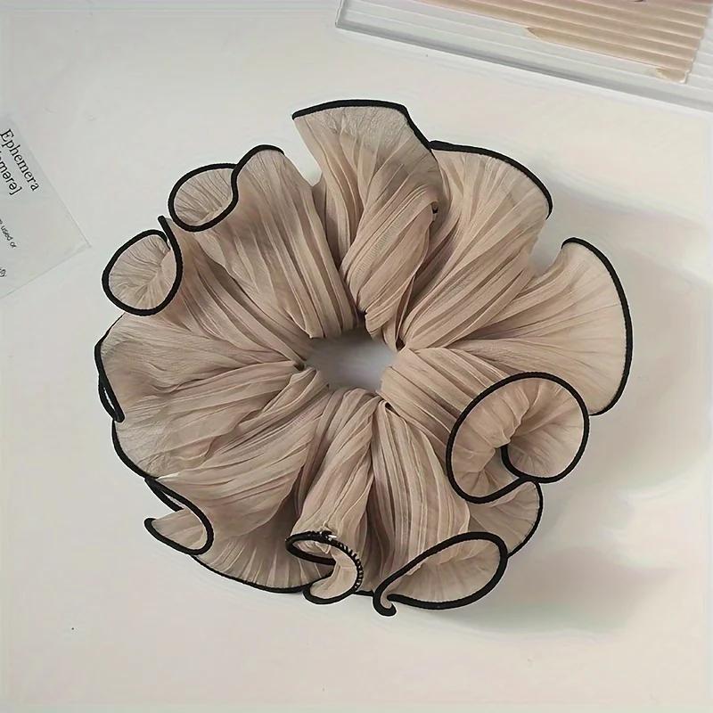 1/4Pcs New Korean Retro Folded Chiffon Oversize Scrunchies Women Sweet Temperament Fashion Exaggerated Hair Band Hair Accessorie