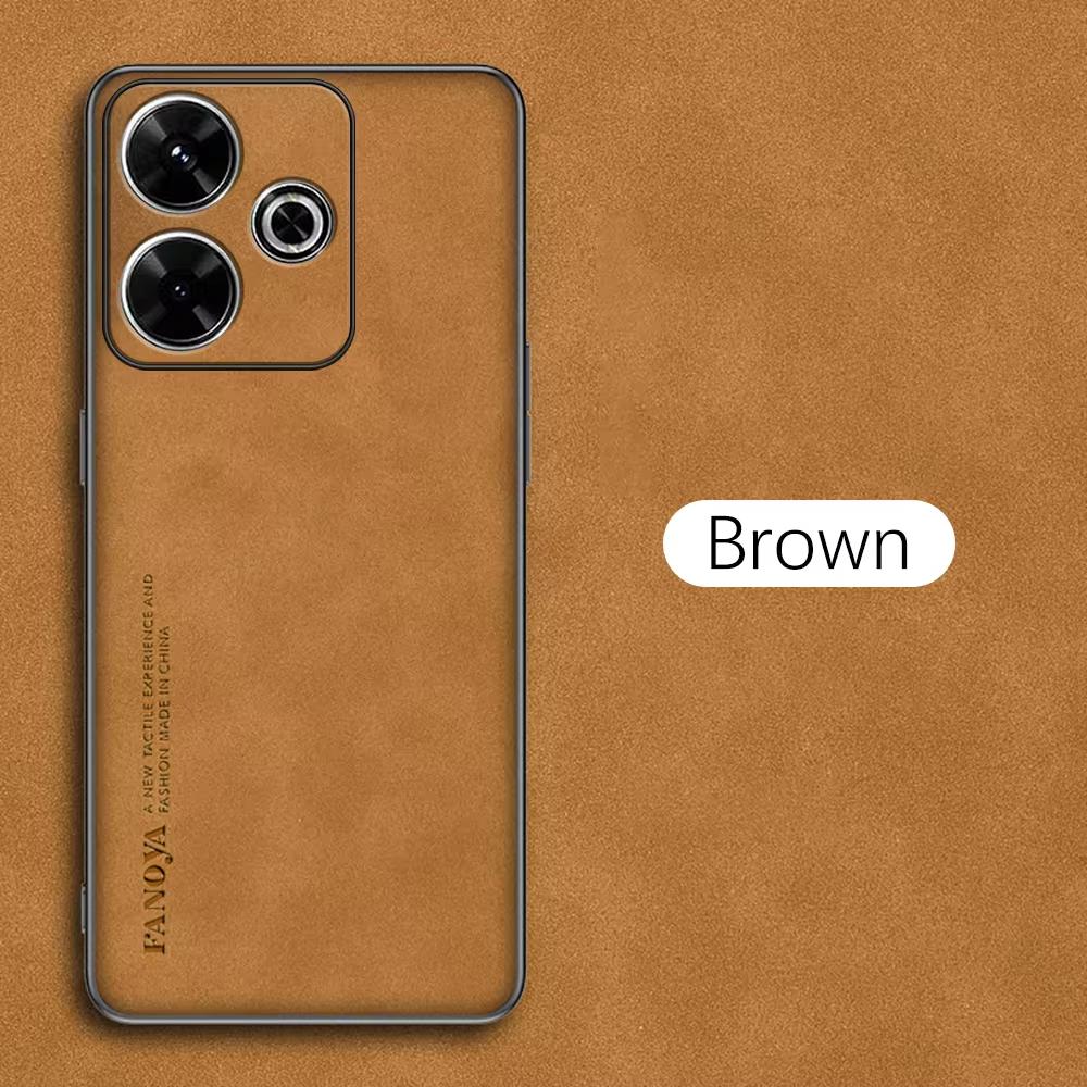 

Розкішний чохол з овечої шкіри Redmi13 для Xiaomi Redmi 13 4g 5g Чоловічий діловий ретро захисний чохол на задню панель на Redmi 13 Funda Coque Redmi 13 4g коричневий