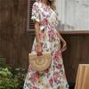 Vestidos Vintage Vintage Print Puff Sleeve Sommer Strand Süße Kleider Casual Quadrat Kragen Floral Maxi Lange Kleid 2022
