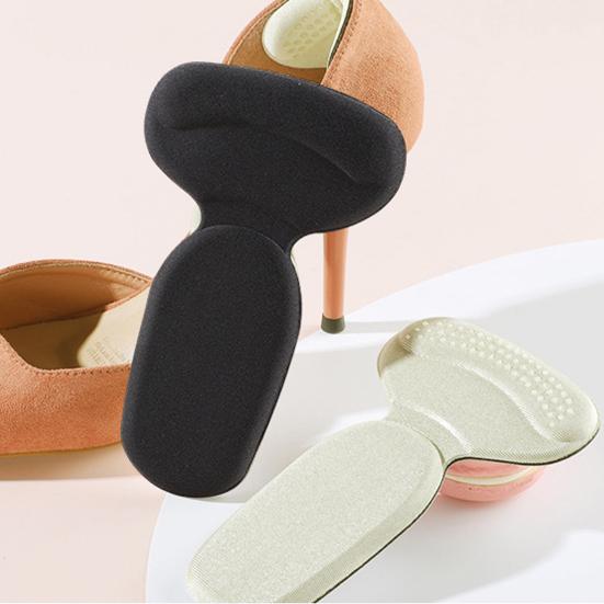 2 Pairs Breathable Heel Liner T-Shaped Heel Grips for Shoes Anti-Slip Cushion Pads for Loose Shoes Blister Prevention Size Adjuster for Heels