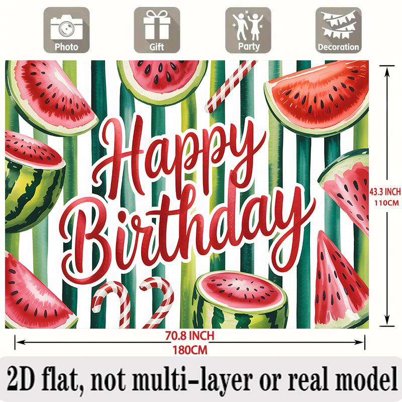 Watermelon Birthday Banner, Fruit Photo Backdrop Wall Decor for Summer Party