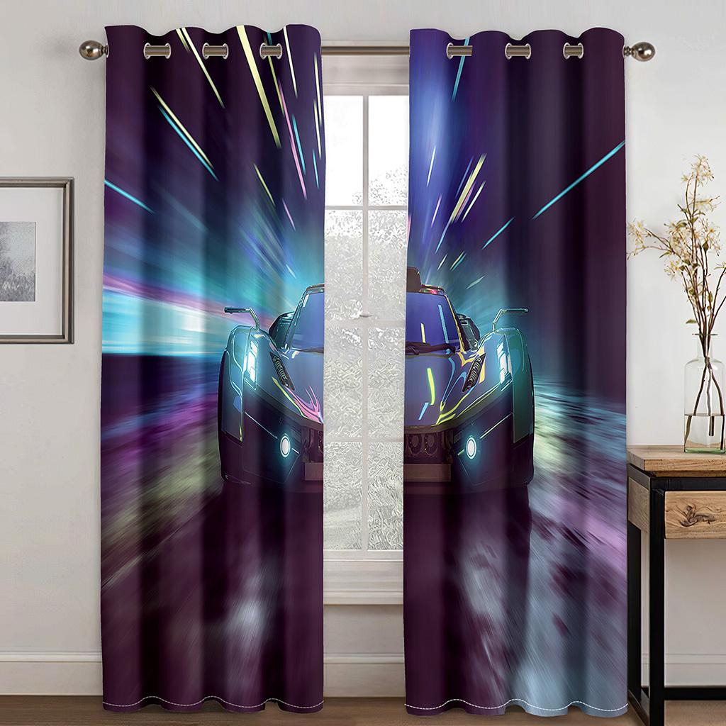 

Крутые спортивные черные красные автомобильные мальчики детские шторы для окон в детской спальне гостиной зале украшения кухни шторы жалюзи W50 X H130(CM)X2&Grommet Top