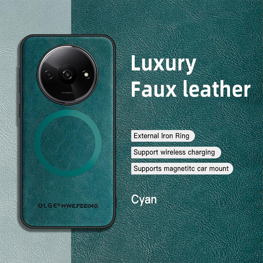 

For POCO C61 PU Leather Magnetic Ring Soft Edge Anti-Drop Anti-Fingerprint Phone Case For POCO C61