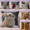 Rabbit Cute Cushion Cover Natural Linen Pillow Case DoubleSided Print Decorative Sofa Pillowcase Home Decor Gift
