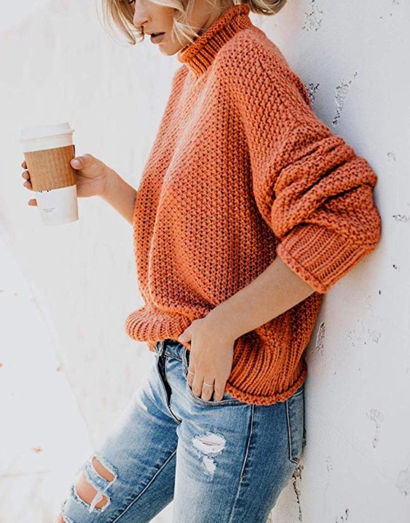 Women's 2026 High Neck Autumn/Winter Chunky Knit Sweater - European & American Style