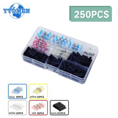 250PCS Heat Shrink Terminals Connectors Sleeve Tube Waterproof  Solder Tubing Assortment Set Insulated Terminals