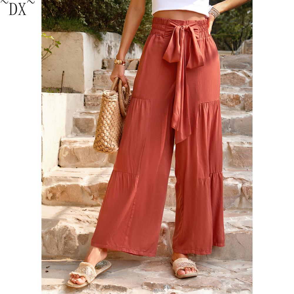 DX~~ Independent Station Casual Pants Women's Summer Loose Casual Wide Leg Solid Color Trousers