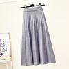 Women Knitted Midi Long Pleated Skirt 4color Korean Style Mid-Length High Waist Skirt Female
