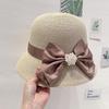 Ladies Straw Hat Women's Summer Elegant Retro Top Hat Sunshade Sun Hat Fashion Bow Bucket Hat