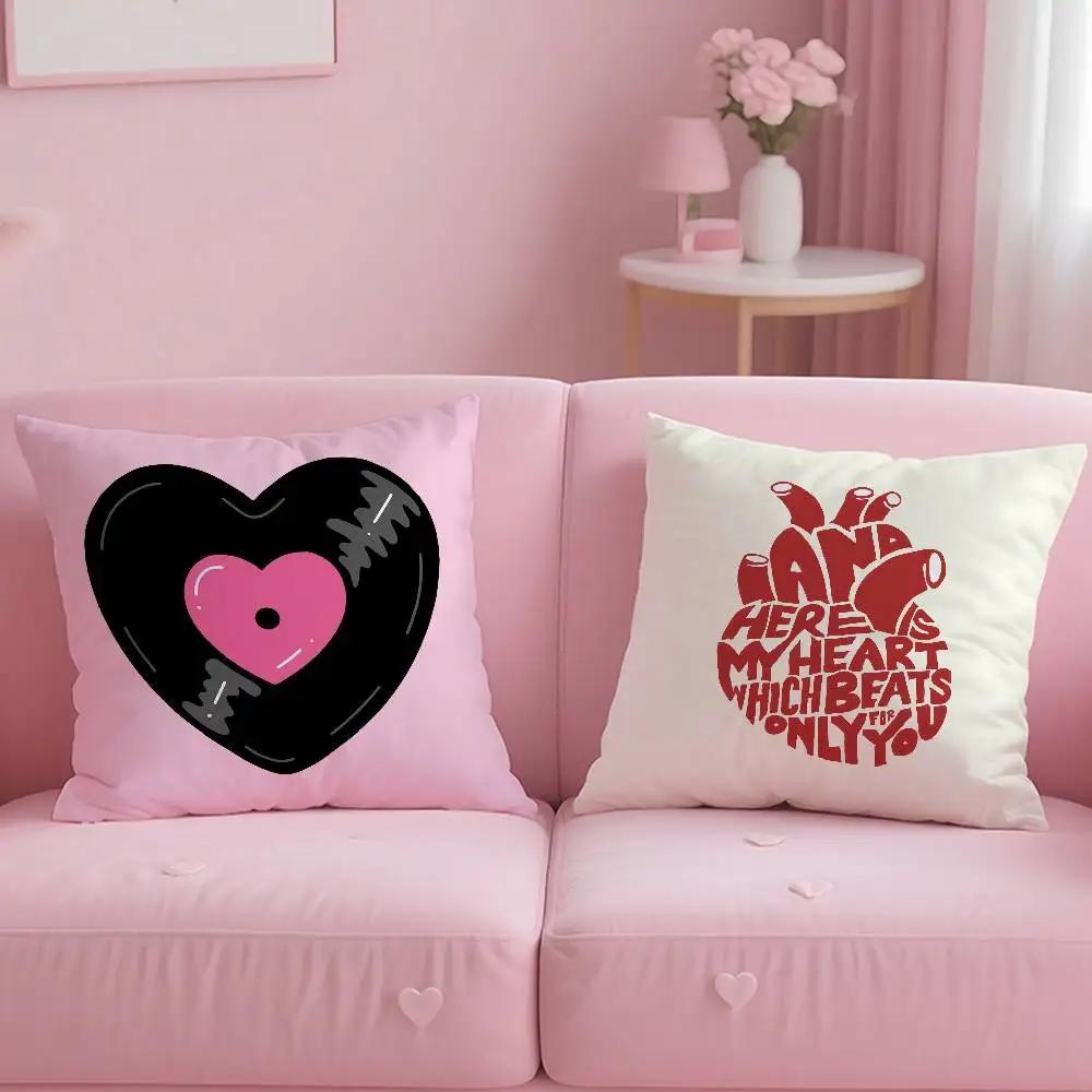 Home Decor Love-Themed Heart-Shaped Digital Print Pillowcases Pattern Cushion Cover Suitable For Sofa Bedroom Car Pillow Cover