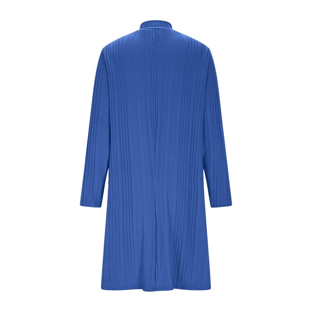 Ladies' Solid Color Elegant Zipper Round Neck Women's Stripe Dress