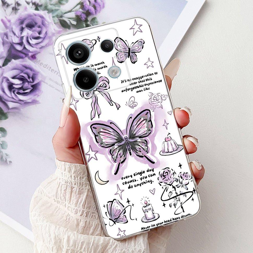 For Xiaomi Redmi Note 13 Pro 5G Case Fashion Butterfly Soft Silicone Phone Back Cover For Redmi Note 13 Note13 Pro Case Funda