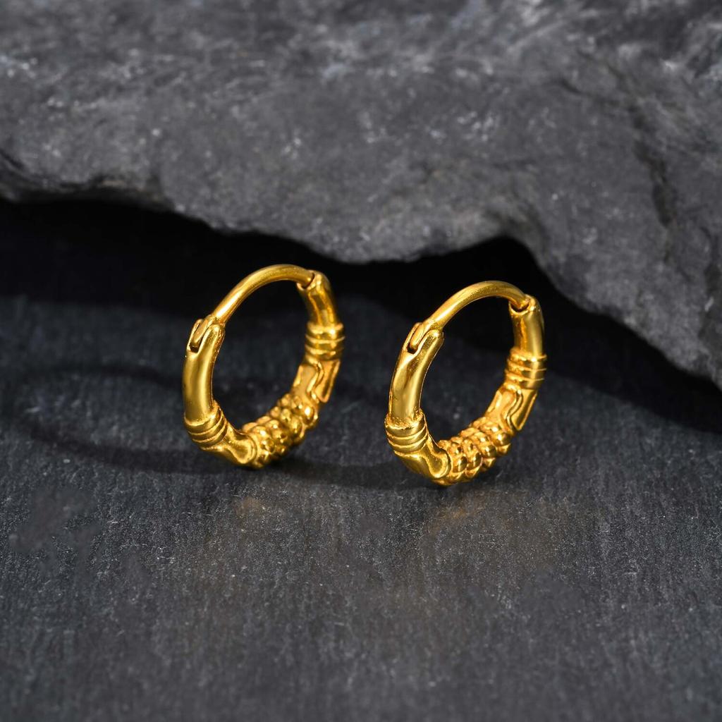 Vnox Stainless Steel Geometric Hoop Earrings for Men Women, Gold Silver Color Anti Allergy Earrings, Hypoallergenic Ear Jewelry