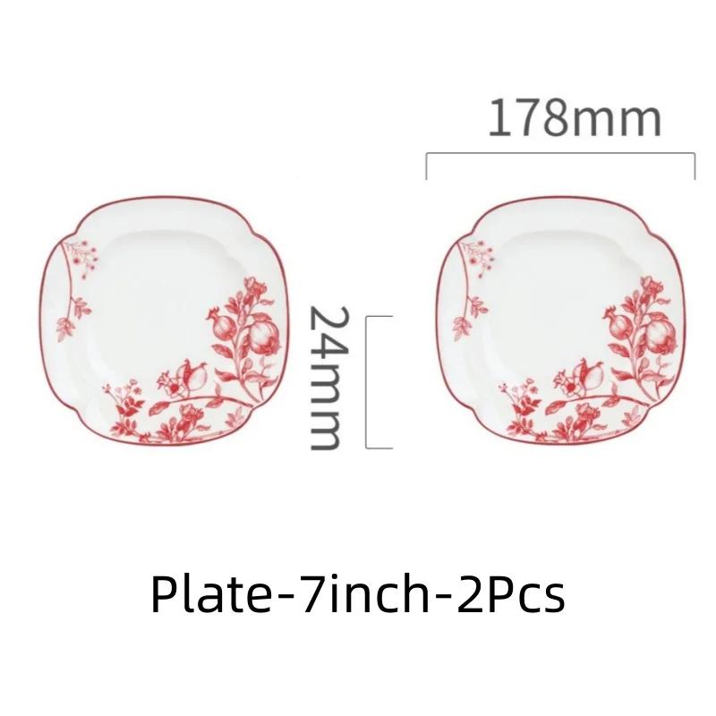 Ceramic Tableware Flower Pattern Bowl Plate Dish Dinner Plate Bread Dish Party Home Dinnerware Table Decoration Kitchen Utensils