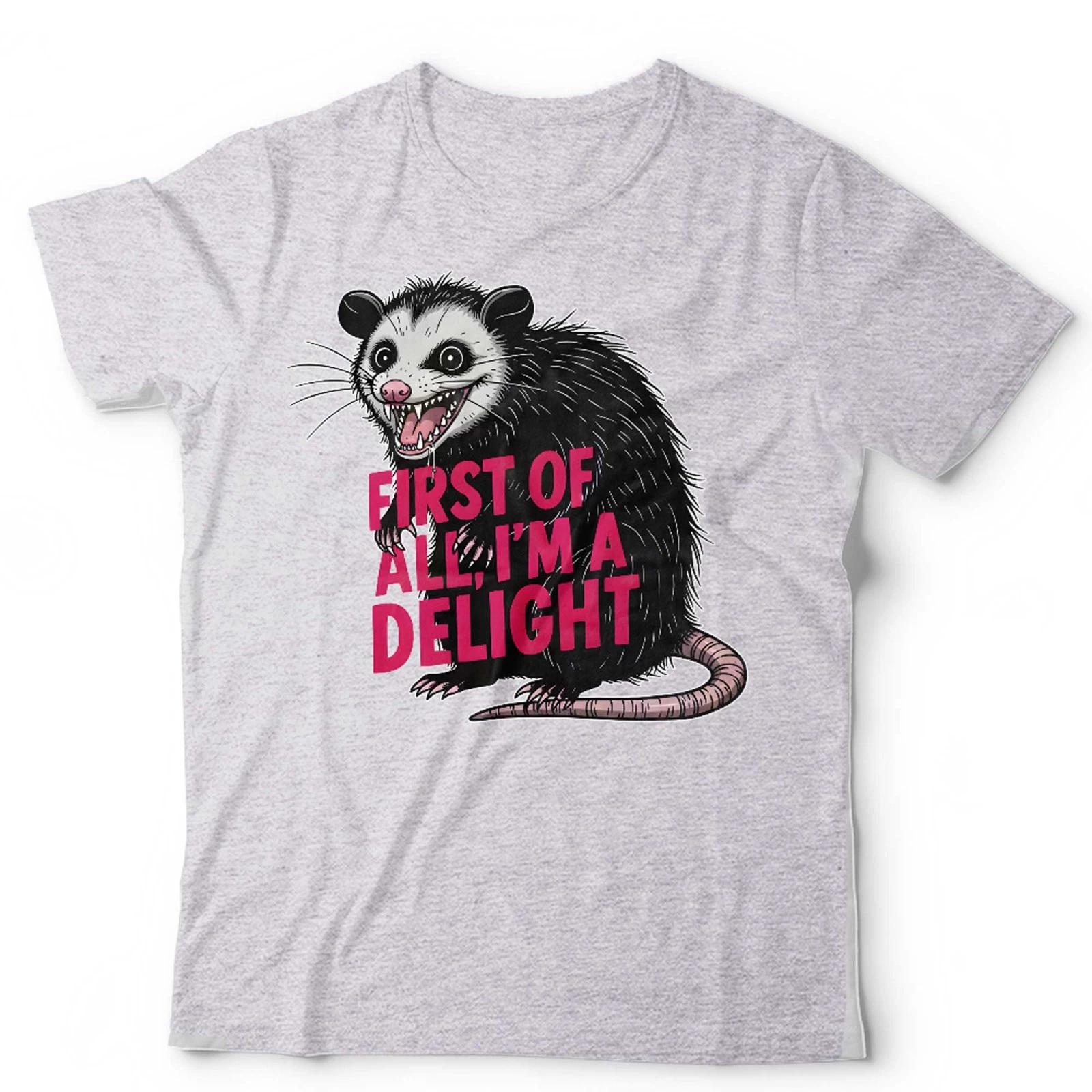 Possum T-Shirt Funny Opossum Tee  First Of All I’m A Delight  Meme Unisex & Kids XL