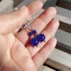 8-12mm Blue Lapis Lazuli Round Bead Pendant Earrings