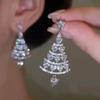Cao Shi Zircon Christmas Tree Earrings for Women - Versatile Country Style