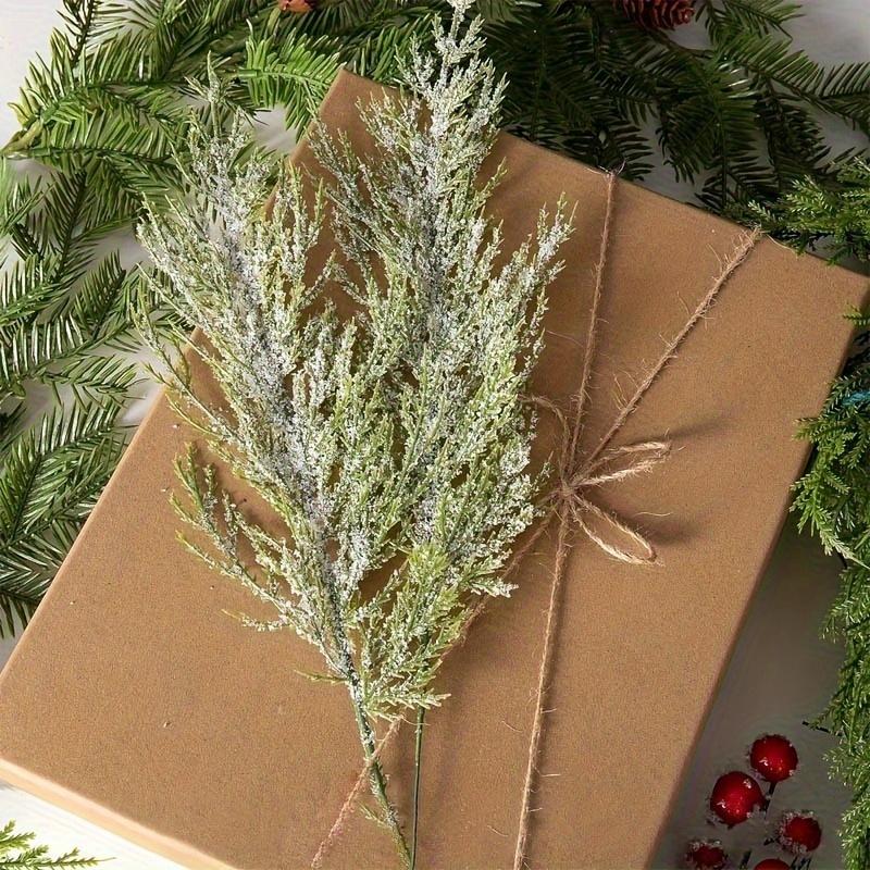 24-Pack Artificial Pine Needle Branches -Faux Green Cedar Sprigs for DIY Garlands, Home Garden Decor