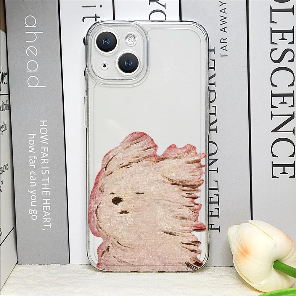 Funny Lovely Teddy Dog Dog Couple Clear Phone Case for IPhone 17 16 15 14 11 12 13 Pro Max 7 8Plus 12 13 Mini X XS XR Soft Cover