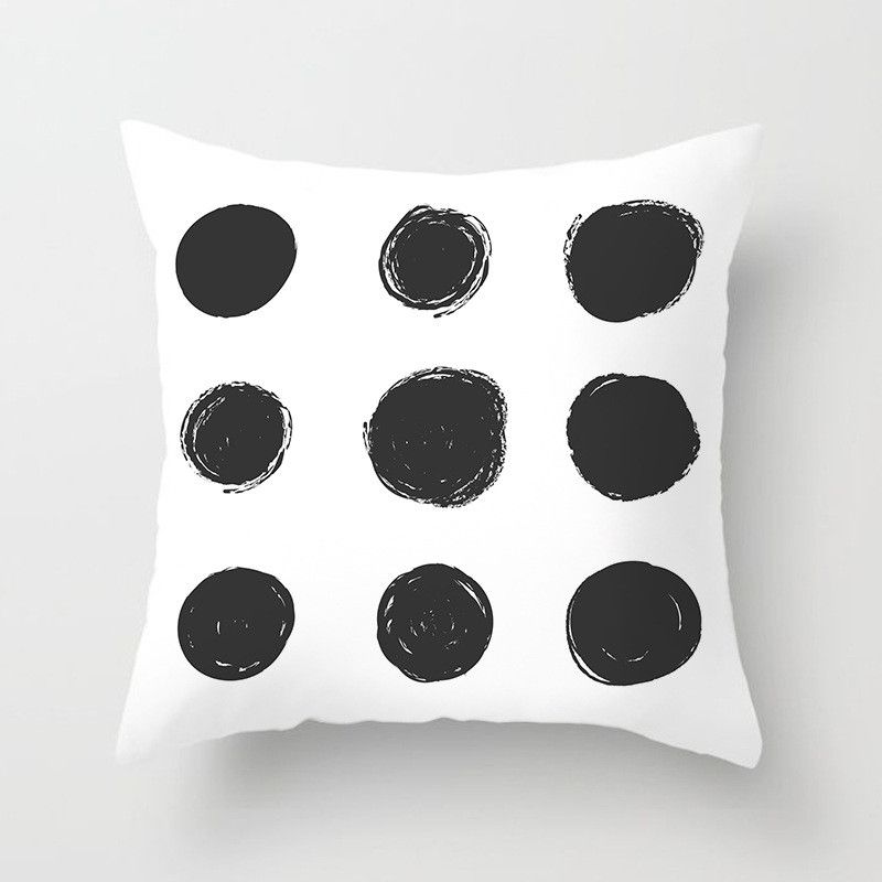 Geometric Cushion Cover Throw Pillow Case Dotted Grid Triangular Art White Black