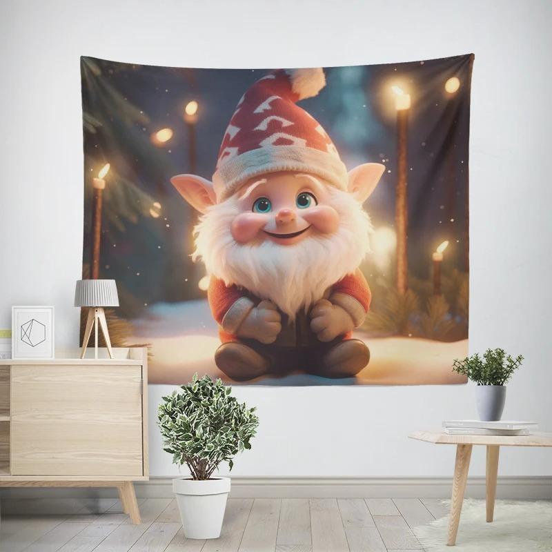 Christmas New Year Santa Claus Deer Painting Pattern Tapestry Living Room Sofa Car Interior Decoration Tapestry