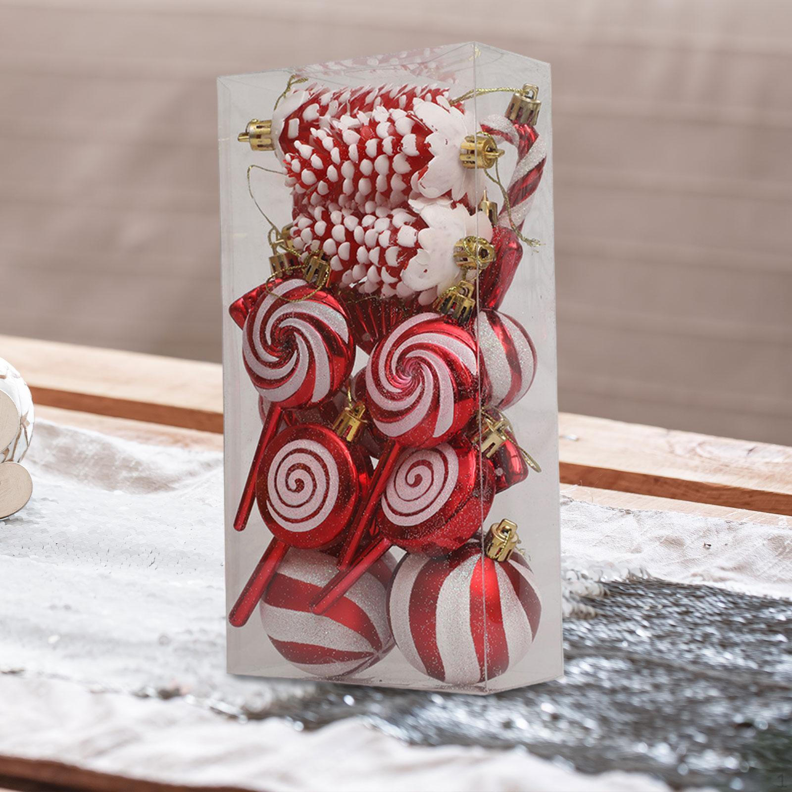 

15 Christmas Hanging Ornaments, Decorative Cane Ornaments for Garden, Festivals Red