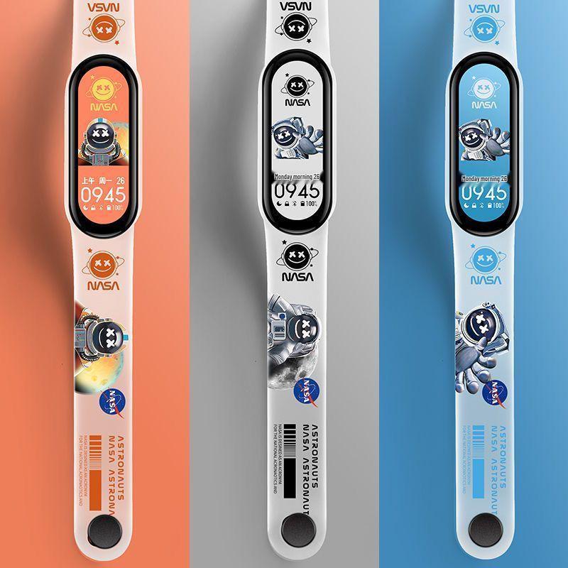 Translucent Orange NASA Cartoon Rechargeable Sport Watch with Pedometer, Vibration Alarm, and Heart Rate Monitor