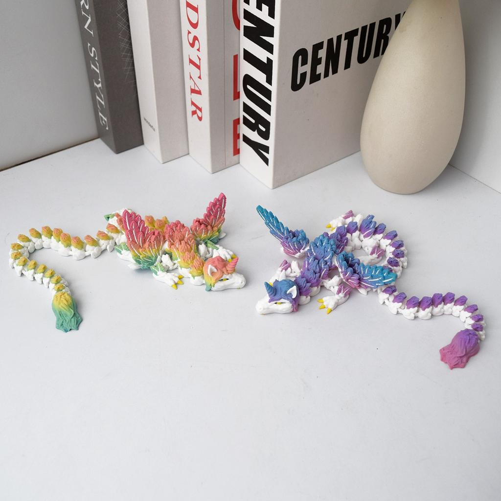 Statue de Jouet Dragon Licorne Colorée Impression 3D Articulation Mobile Jouet Créatif de Décompression Modèle de Dragon de Simulation Cadeaux pour Enfants