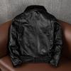 Genuine Leather Jacket Men Real Cowhide Faux Fur Lined Bomber Coat Winter Warm Flight Jacket Plus Size
