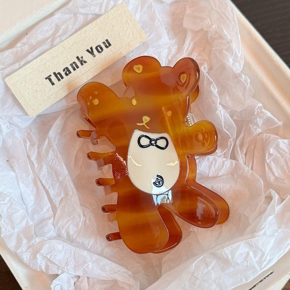 Korean Style Cartoon Bear Shark Clip Swwet Small Hair Claw Trendy Acetic Acid Carb Clip  Female
