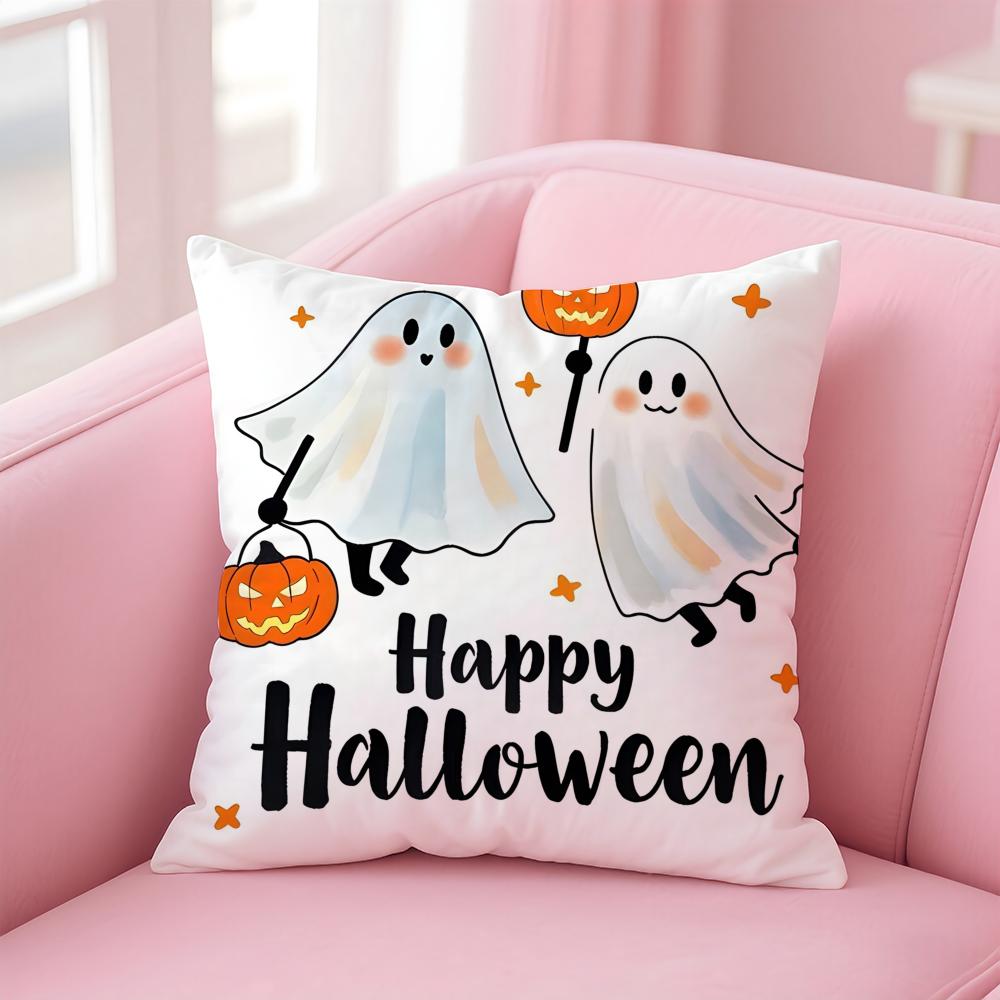 Halloween Cushion Cover Pillowcase Short Plush Invisible Zipper Room Sofa Cushion Cover