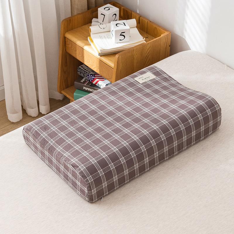 Latex Pillow Soft Cotton Latex Pillow Case Cover Solid Color Plaid Sleeping Pillowcase for Memory Foam Pillow 30x50CM