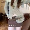 Faux Fur Furry Waistband PU Leather Y2K Waistband Fashion Plush Belt  Female/Girls