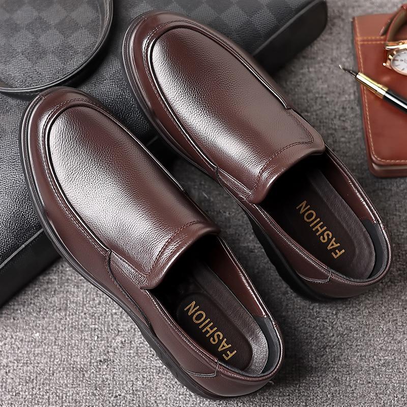 Leather Shoes Men's Business Formal Wear New British Comfortable Soft-soled Casual Men's Leather Shoes Men's Velvet Cotton Shoes
