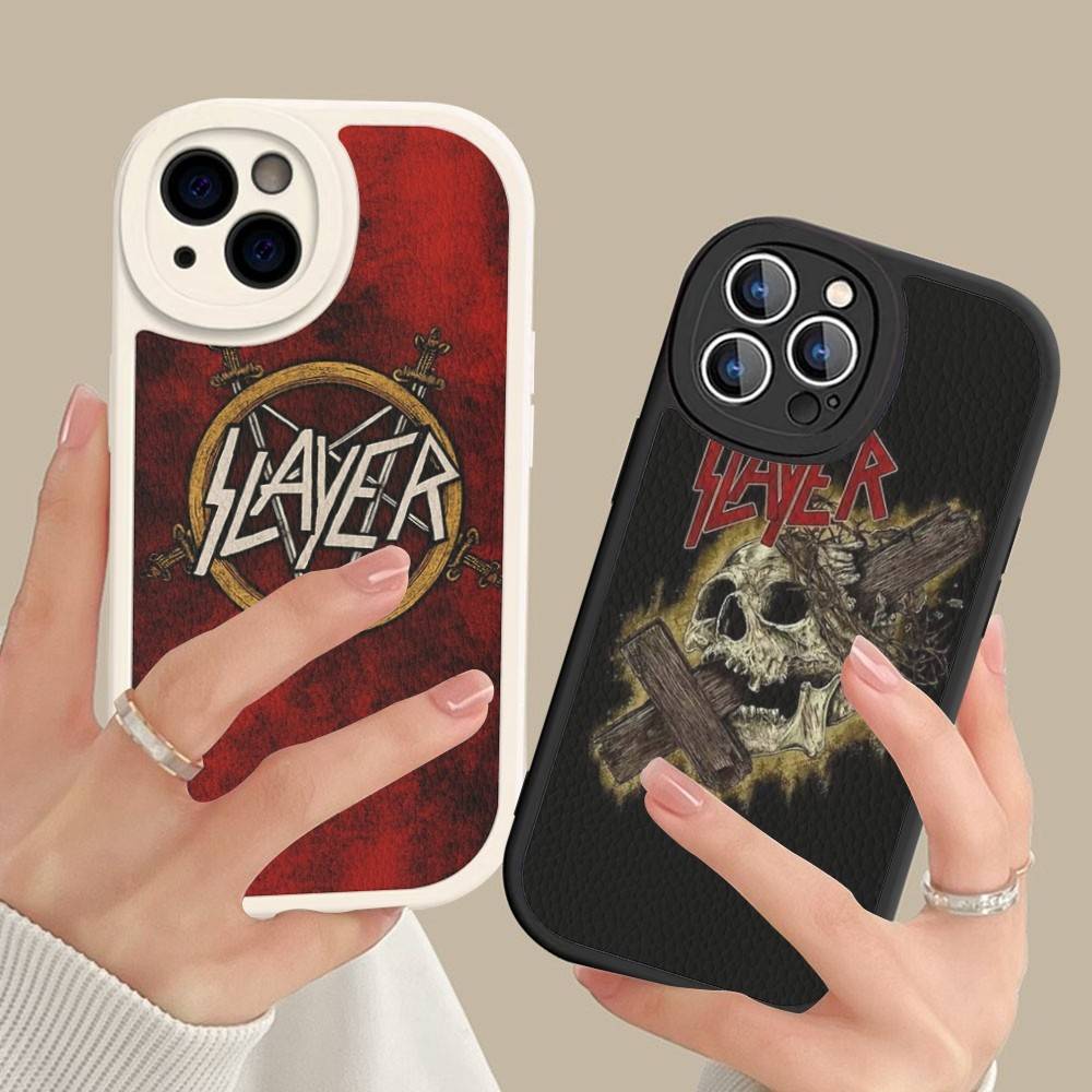 1pc Heavy Metal S-slayer Band Phone Case Hard Leather For IPhone 16 15 14 13 12 Mini 11 14 Pro Max Xs X Xr 7 8 Plus Fundas