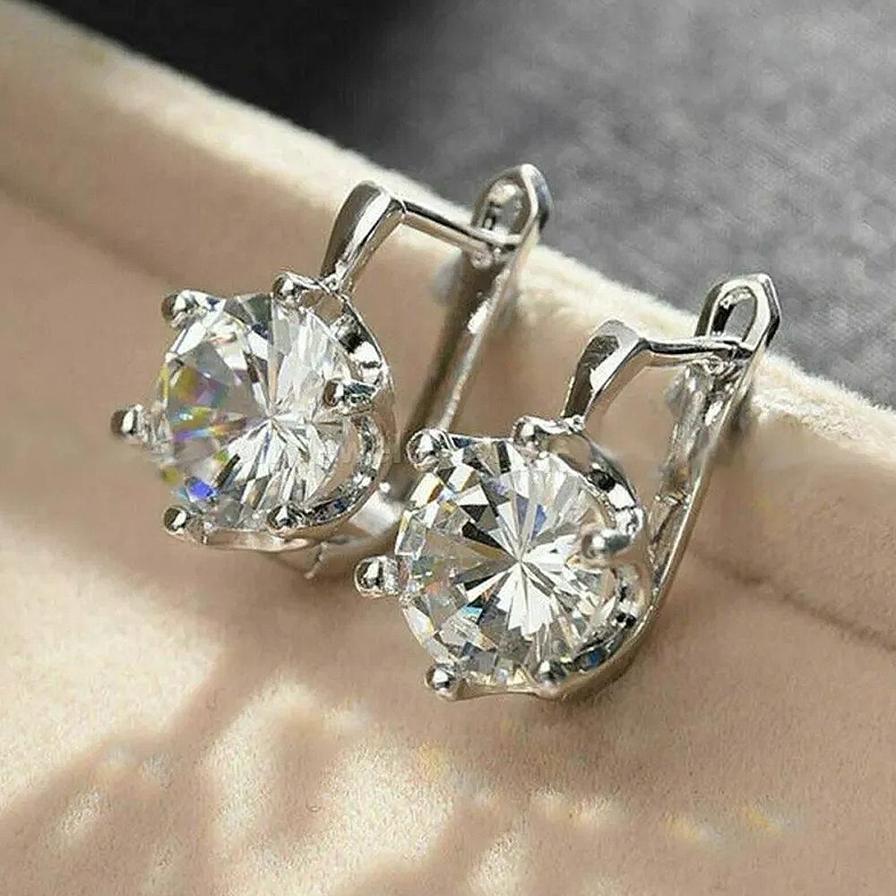 

Huitan Chic U Shape Hoop Earrings Women Copper Color Inlaid White Cubic Zirconia Fashion Versatile Lady Ear Wedding Zircon 2022