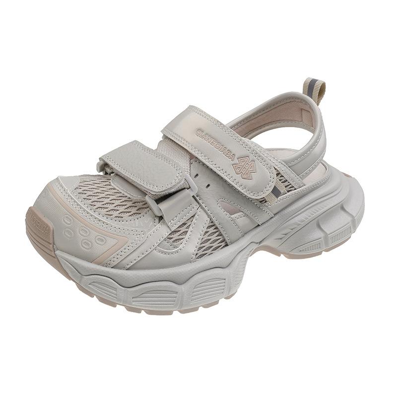 

Qiao Feifei thick-soled sports bag head sandals women s new summer casual outer wear mesh hollow dad women s shoes 35