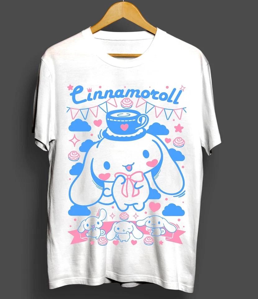 Sanrio Cinnamoroll Tshirt Anime Unisexga Funny Friends Girl Tee Shirt White S